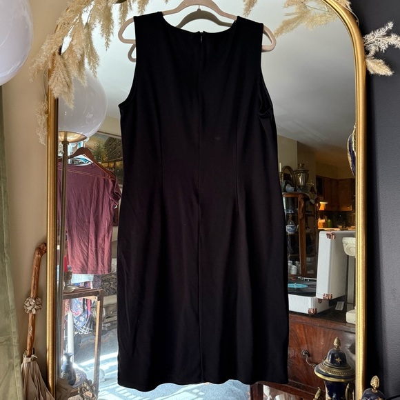 Lauren Ralph Lauren Black Midi Dress with Mesh V Neck Detail - Picture 5 of 5